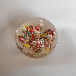 Vintage Paperweight Colorful Glass with Controlled Bubbles